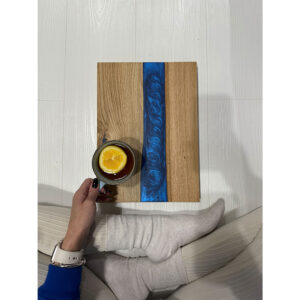 Board with blue resin