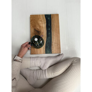 Board with bottle green resin